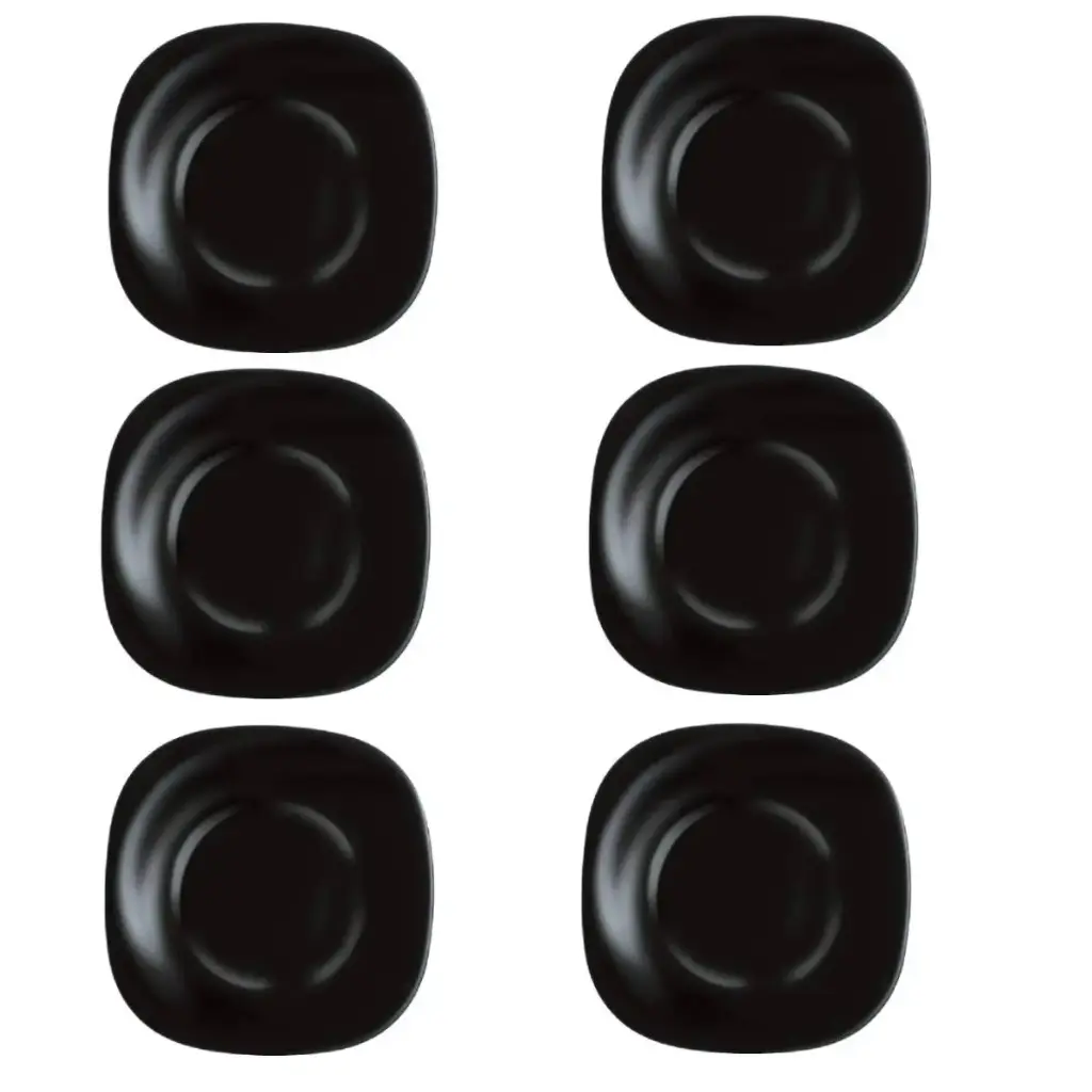 [L9816-GO] Lot de 6 Assiettes À Dessert Noir LUMINARC CARINE 19 Cm