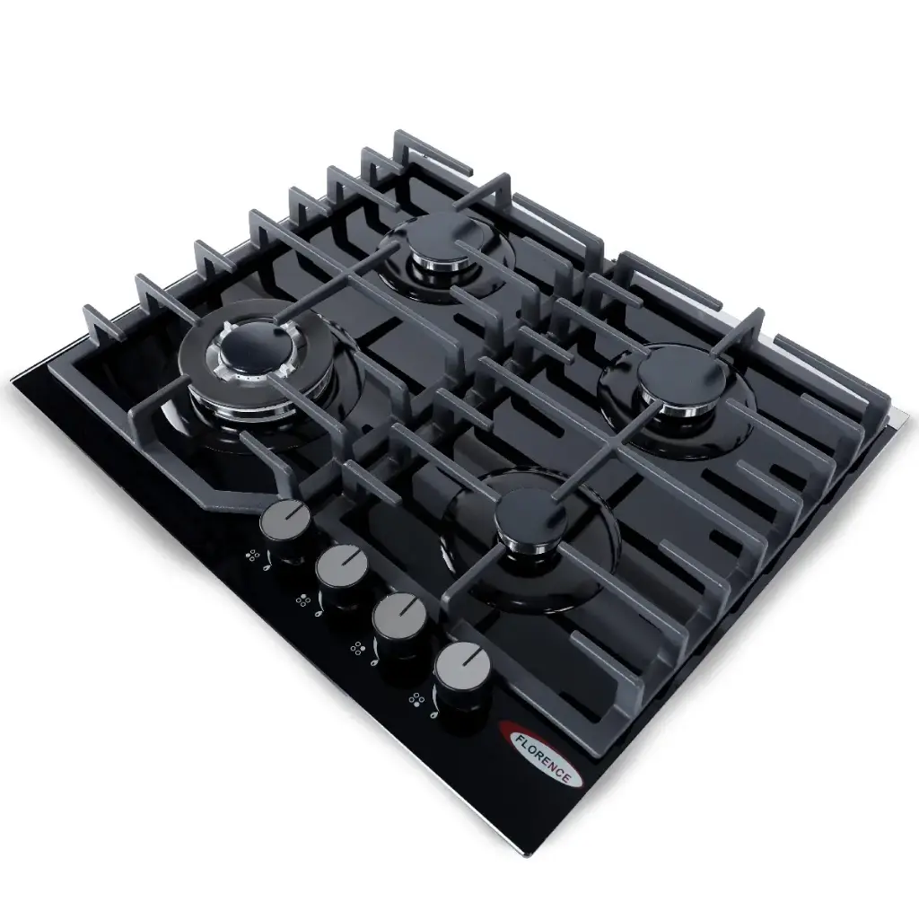 [FH-6095GBGO-Noir] Plaque De Cuisson 4 Feux À Gaz  Avec Fonte FLORENCE 59 X 50 Cm