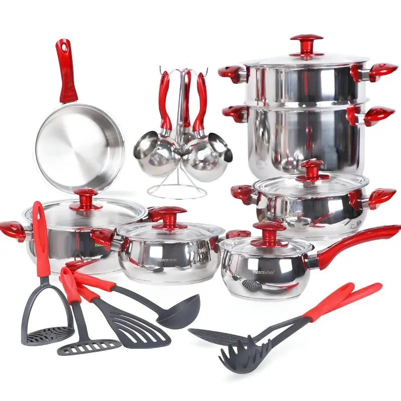 [EBCIHAS-22GO] Ensemble De Batterie De Cuisine Inox 22 Pièces Haschever 18/10