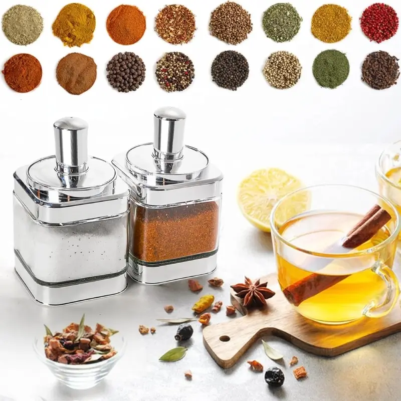 [EBAV-3GO-Argenté] Ensemble de 3 bocaux alimentaires en verre avec une cuillère-Argenté