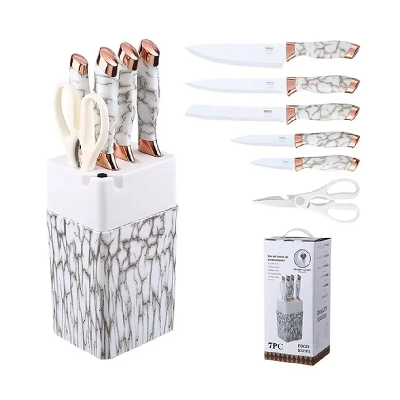 [BOB-GO-Motif 2] Ensemble De Couteaux De Cuisine Avec Support BOBSSEN 7 Pièces-Motif 2