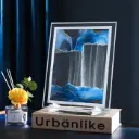 Tableau d'Art de Sable en Mouvement En Verre Bleu Rectangulaire 30cm X 25cm