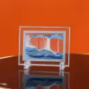 Tableau d'Art de Sable en Mouvement en Verre Bleu Rectangulaire 17,6X13,5cm