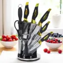 Couteaux de Cuisine BALI 9 Pièces avec Poignée en Noir et Doré