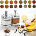 Ensemble de 3 bocaux alimentaires en verre avec une cuillère-Argenté