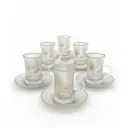 Coffret De 6 Verres à Thé Avec Sous-Tasses - Motif Plumes Dorées