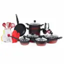 Ensemble De Batteries De Cuisine Granite De Cuisine 25 Pièces- GRATINA-Rouge