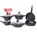 Ensemble De Batteries De Cuisine Granite 16 Pièces-SIZAR-Noir