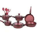 Ensemble De Batteries De Cuisine Granite 16 Pièces-SIZAR--Rouge